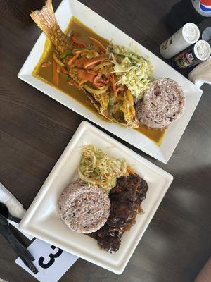 red snapper curry and oxtail