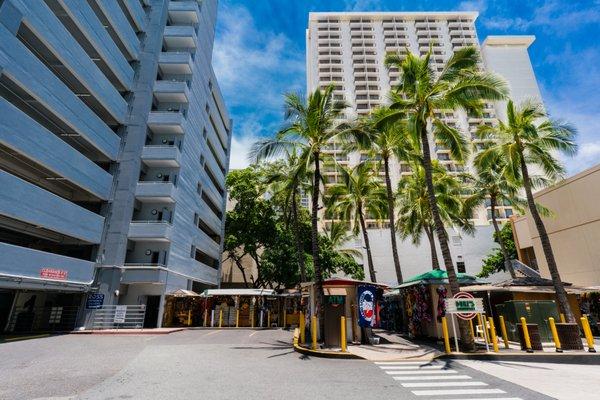 Waikiki Parking Garage, next to Duke's Marketplace