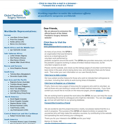 Global Pediatric Surgery Network.org Email Newsletter