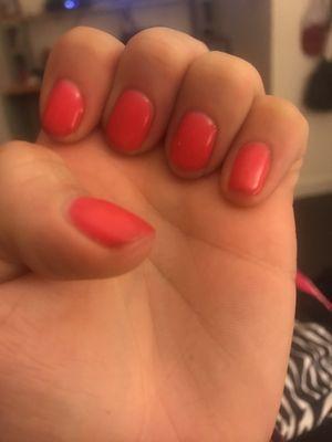 This is my photo of my nails nicely done very professional.  And my nails turned out really Nice and clean and they put a shine to them!!