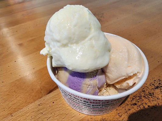 3 scoop- ube chai, peach, lemon meringue