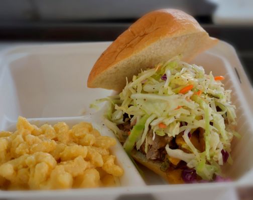 Pulled Pork Sandwich Combo with a side of Mac & Cheese.  $9.49!!!