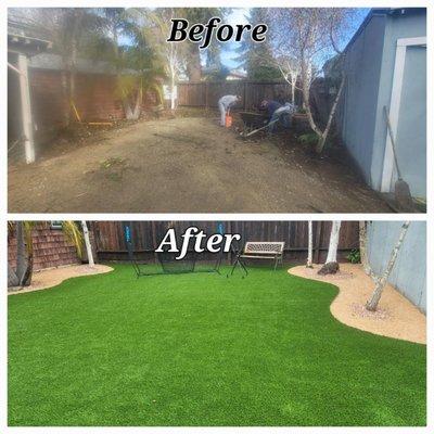 Transforming your outdoor oasis with a fresh carpet of lush green turf!  Say goodbye to bare patches and hello to backyard bliss.