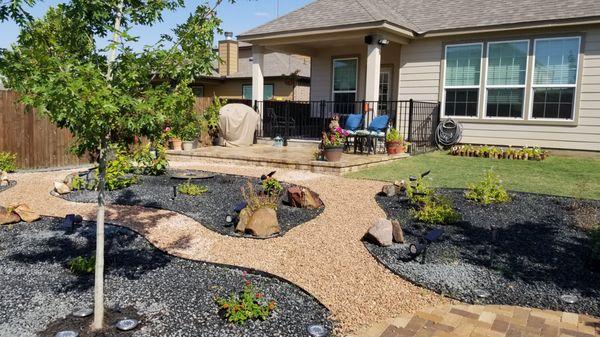 Taken from the back corner of the yard toward our stone deck and house.