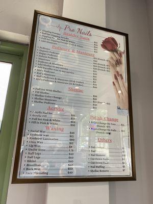 Nail menu