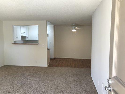 Downstairs two bedroom by the pool with redwood flooring.