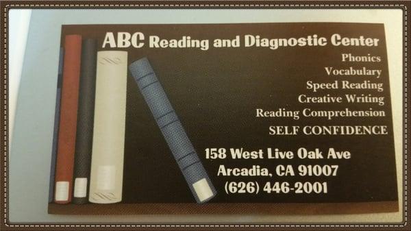 ABC Reading has moved to this new place. Same compound, next to Johnny's Auto Service and across CVS Pharmacy.