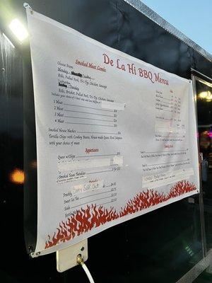 Menu with prices