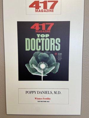 417 Magazine Top Doctor in the Fertility category.