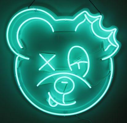 Custom neon teddybear logo for client