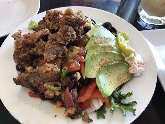 Amazing Mexican salad and added homemade soy sausage yum!