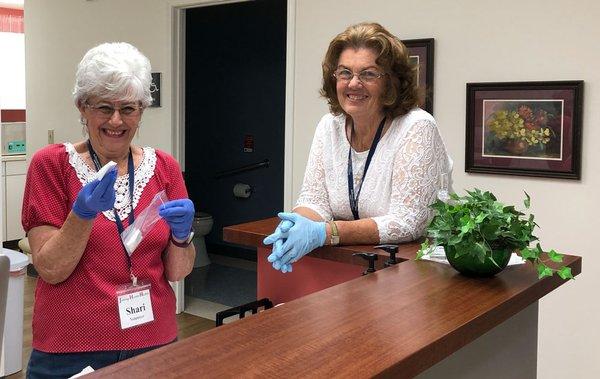 Shari, Dental Sterilization Team leader & Kathy, Founder.  Bountiful thanks to both for their incredible work for health & healing for all!