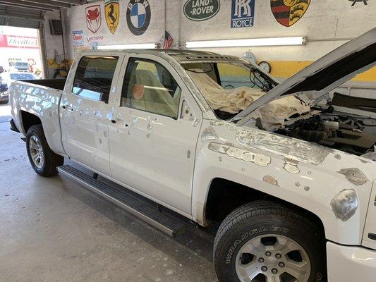 Hail damage repairs on 2018 Silverado