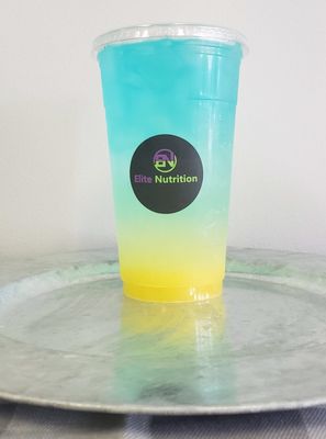 Our Cool Cucumber, the caffeine free version, with a shot of mango aloe.