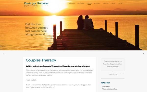 WEBSITE DESIGN - David Goldman, Licensed Marriage & Family Therapist - www.davidjaygoldman.com