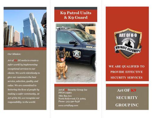 For All of Your Security services 
Call us today to Get A quote
P: 323-590-8438  info@artofk9sg.com