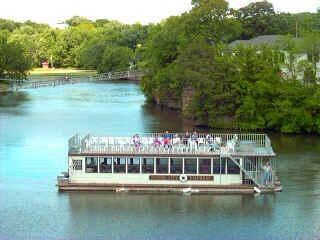 Guests enjoy a 90 minute Iowa River Cruise and see limestone bluffs, beautiful park scenery and the Iowa Falls Swinging Bridge.