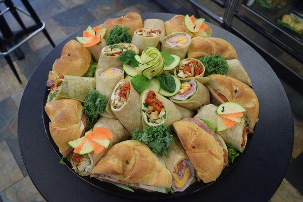 An Assortment Platter of Wraps and Sandwiches!!