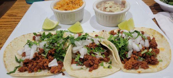 Tacos with chorizo! Very good!