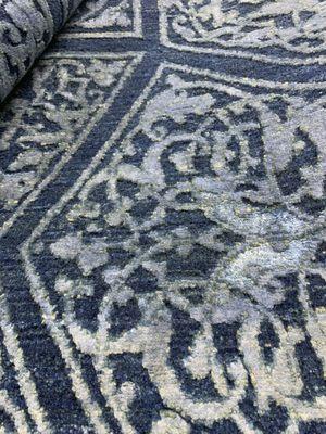 New blue wool and silk rug