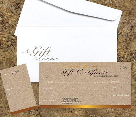 Kraff Paper Gift Certificate with white Envelopes