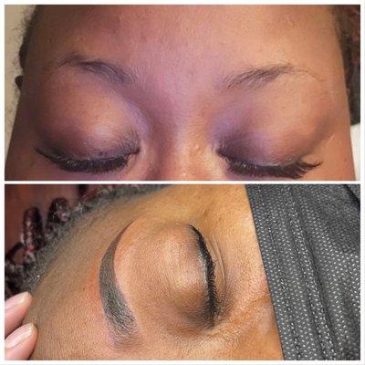 ombre brows before and after