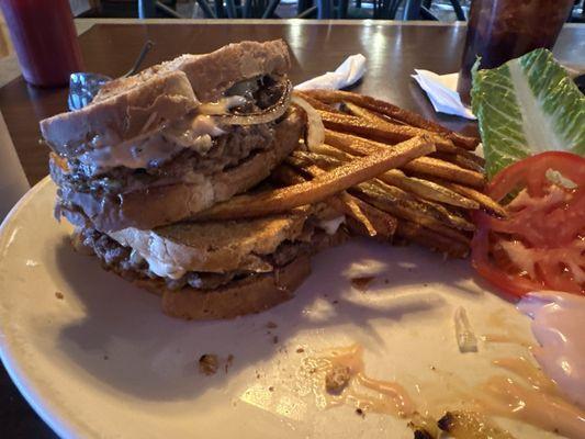 Patty melt with fries