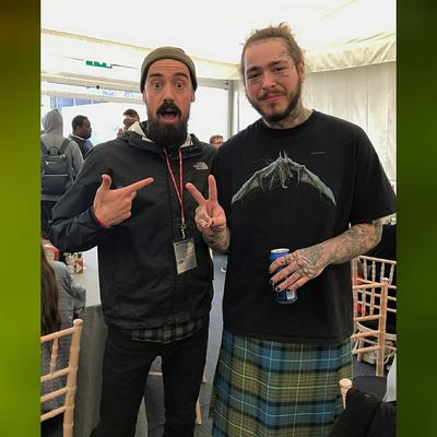 Post Malone wearing the California tartan Sport Kilt!