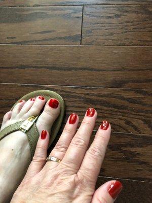 Great mani pedi at L and K Nails. Love that the gel on my hands matches the polish on my toes exactly.