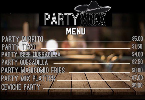 Party MEX menu