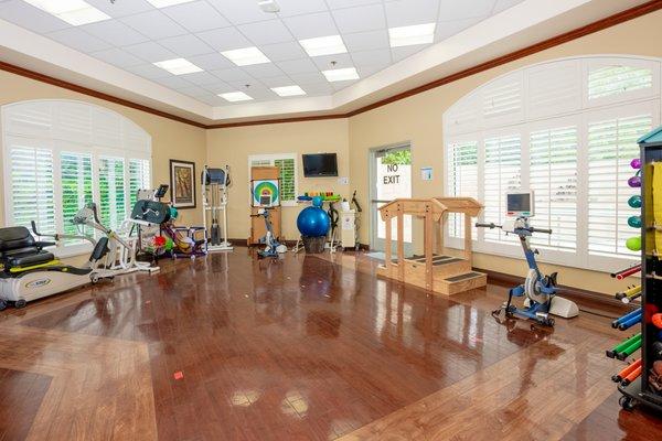 Our large, beautiful and bright rehabilitation gym