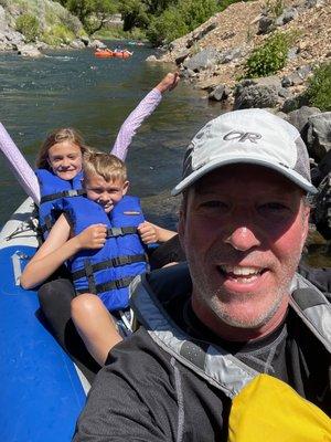 This is what happiness looks like to me, kayaking the Provo river with my grandkids!!