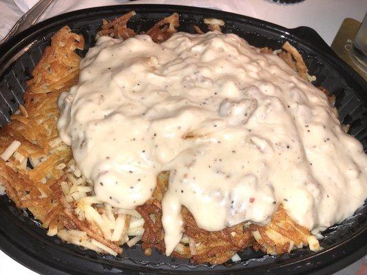 Hash browns with gravy