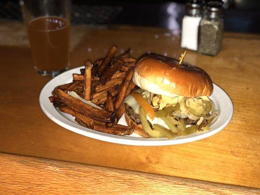 Burger and fries