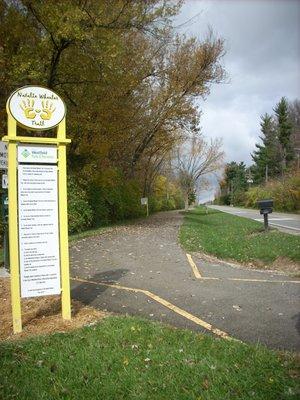 One of the several signs marking the Natalie Wheeler Trail