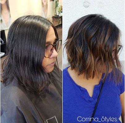 Short Bob cut with balayage