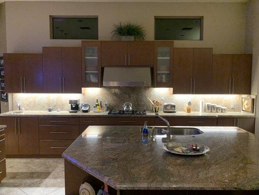 Kitchen under cabinet lighting.