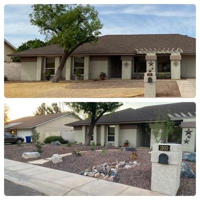 before and after of our front yard