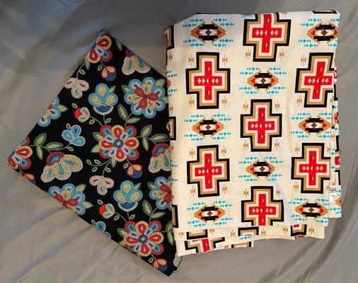 They have a beautiful southwestern fabric collection. I purchased these two cotton prints for $11.99 per yard.