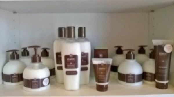 Caren Original hand and body lotions are the best. A portion of sales will be    
 donated to Breast Cancer Research.