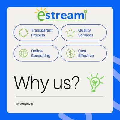 Follow us @estreamusa or visit us at https://e-stream.us/