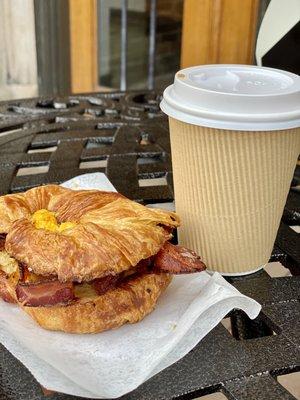 Breakfast sandwich and latte!