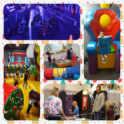 pedal cars, glo ride, bounce houses, toddler area, party rooms, redemption arcade games, overnight program, mobile pedal cars(for events)