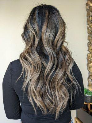 Ash balayage on the warmer side.