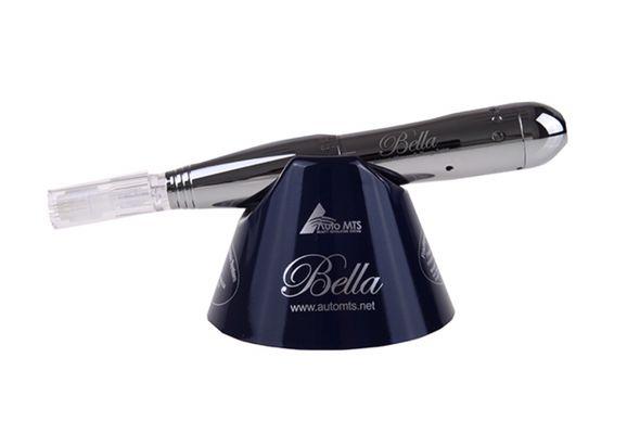 Bella microneedling pen stimulates collagen, retextures skin, and enhances absorption of serums and creams.