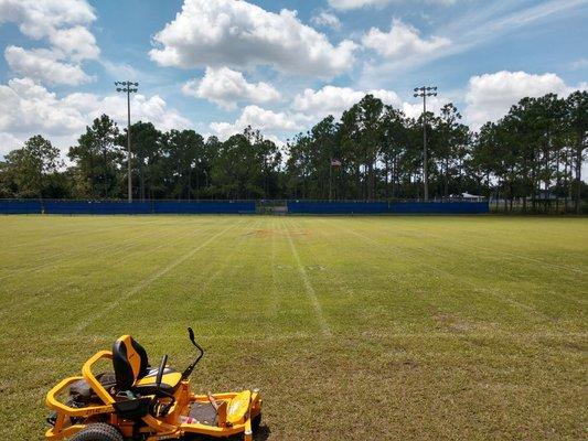 Football Field fresh cut and ready for play.