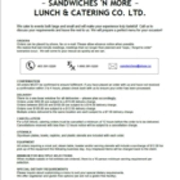 Sandwiches'N More Lunch & Catering Co. Ltd.